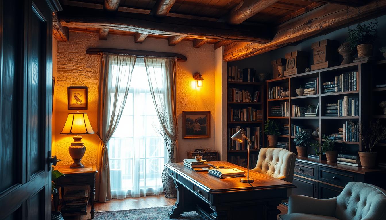 rustic home office lighting