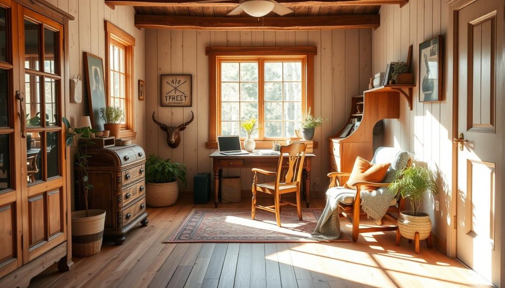 rustic wide-plank pine flooring