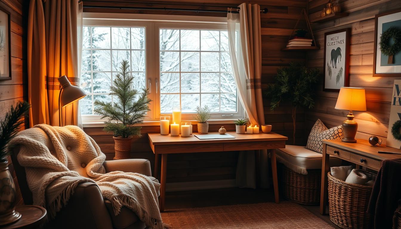 Adding warmth to winter home office decor