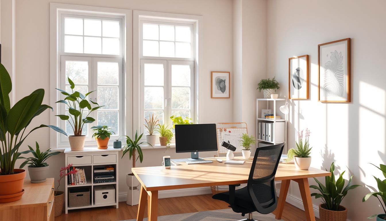 Bright space WFH office decor