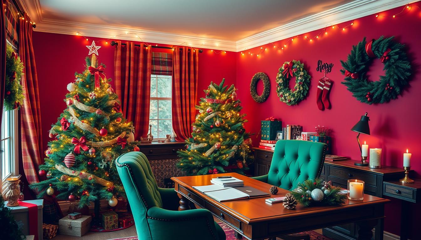 Christmas colors in home office decor