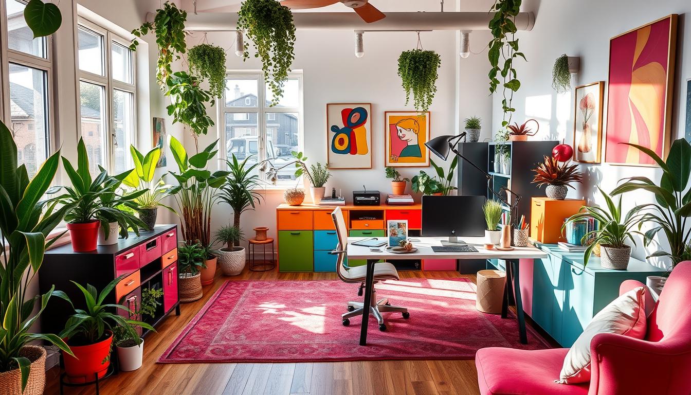 Colorful productive home office