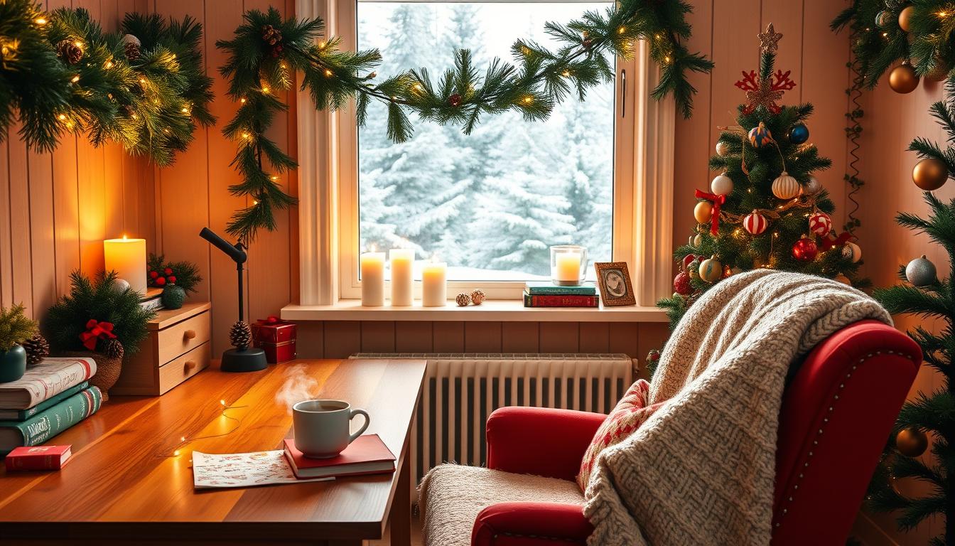 Cozy Christmas home office decor