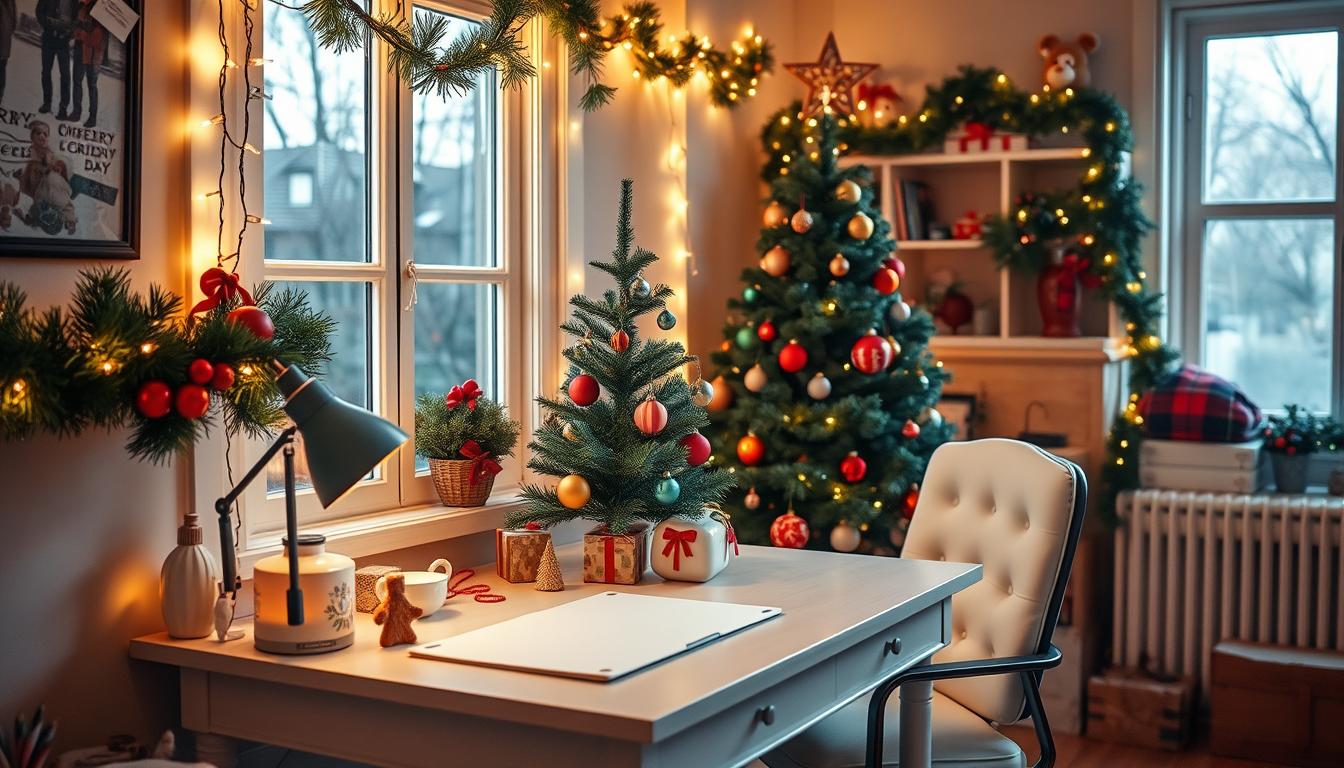 DIY Christmas home office decor projects