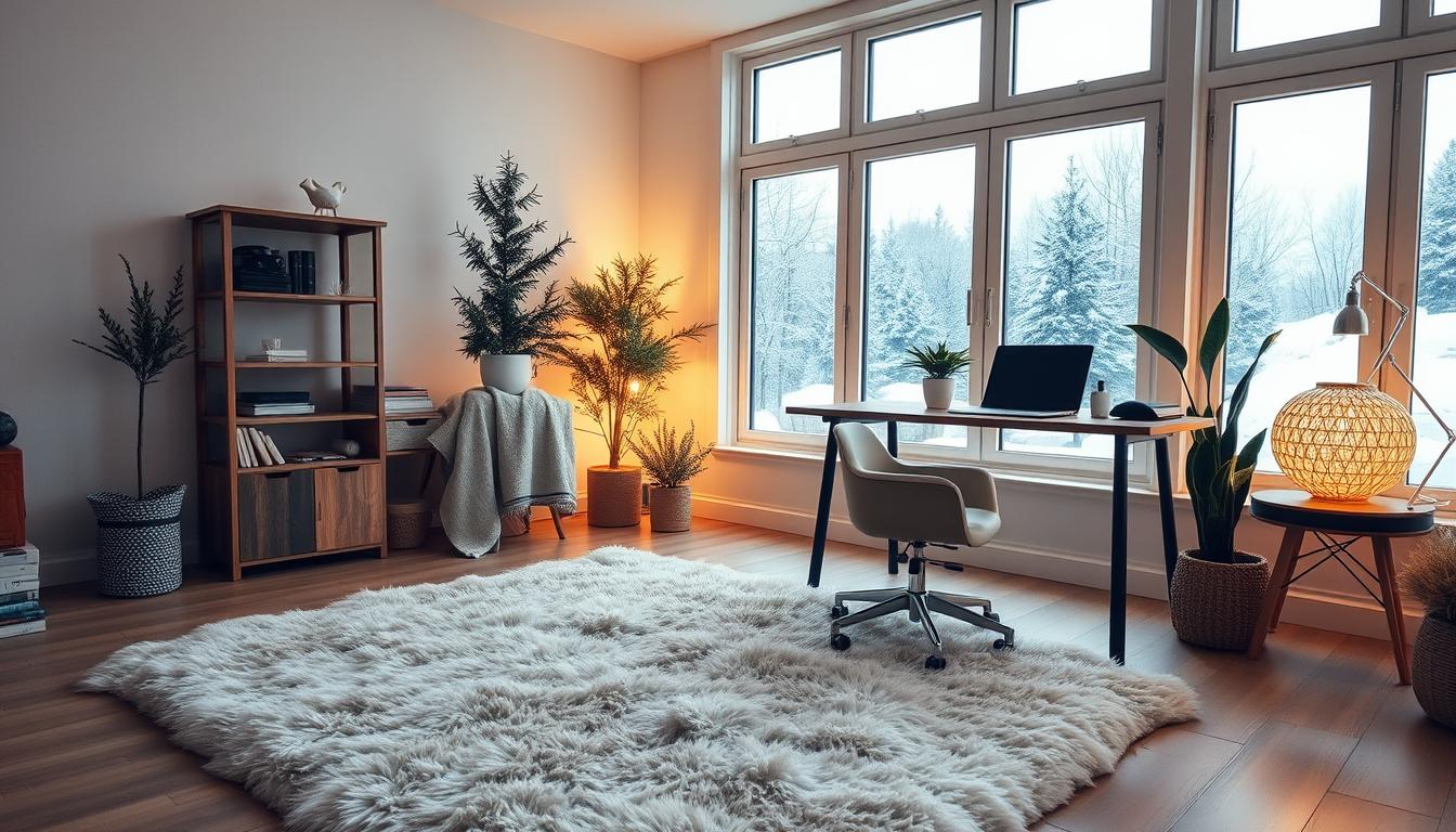 Faux fur winter home office decor