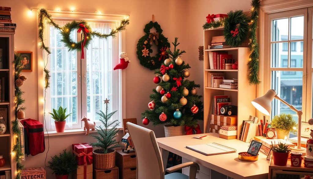 Festive home office decor