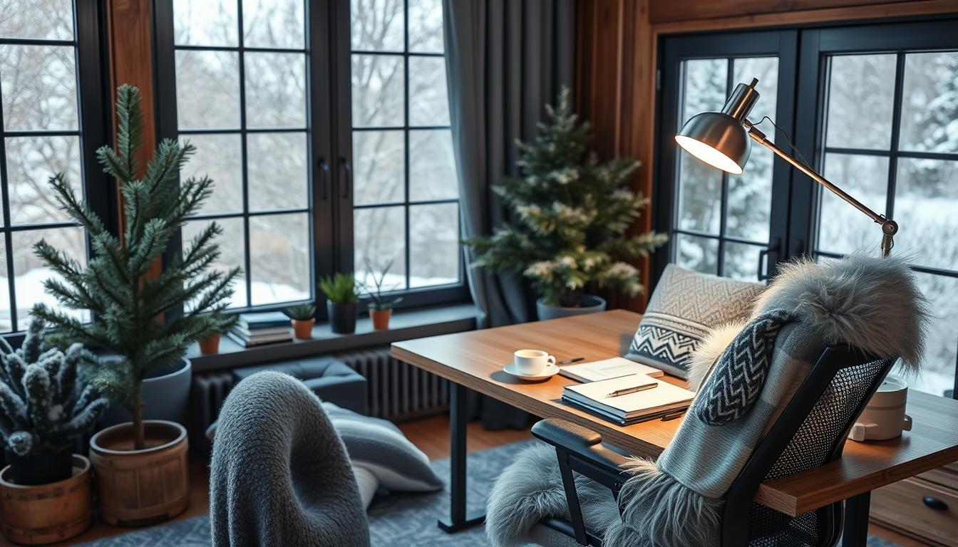 Functional winter home office decor