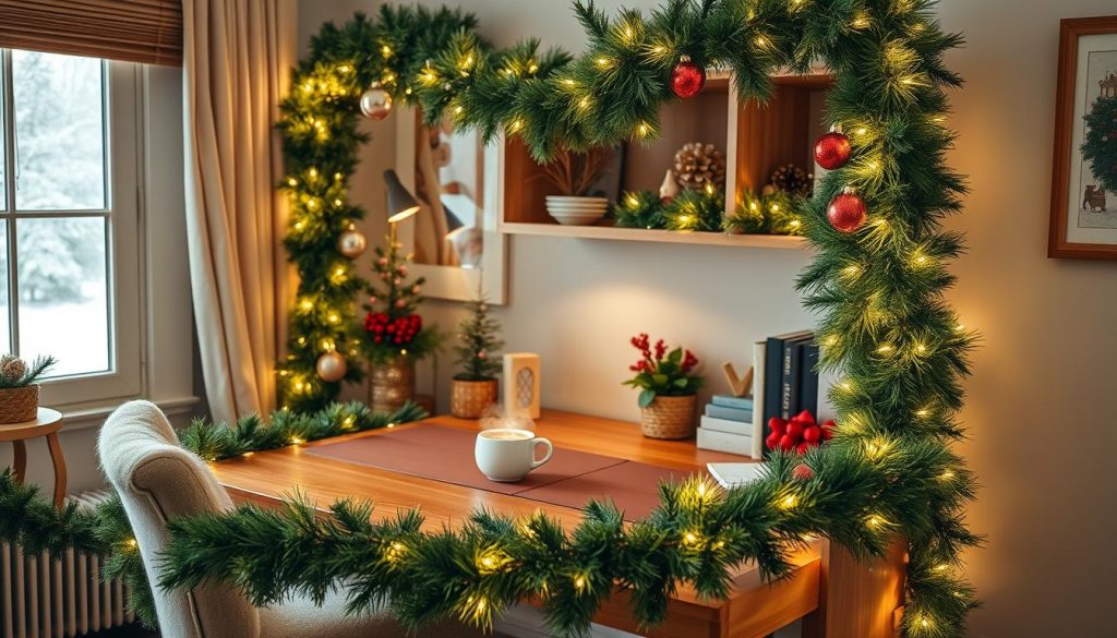 Garland in home office decor