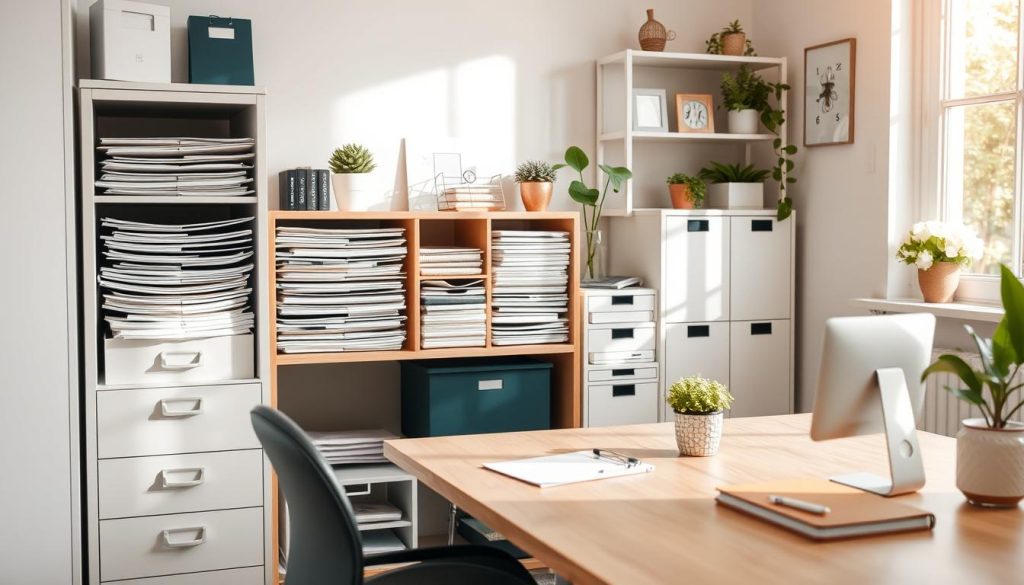 Home office paper organization