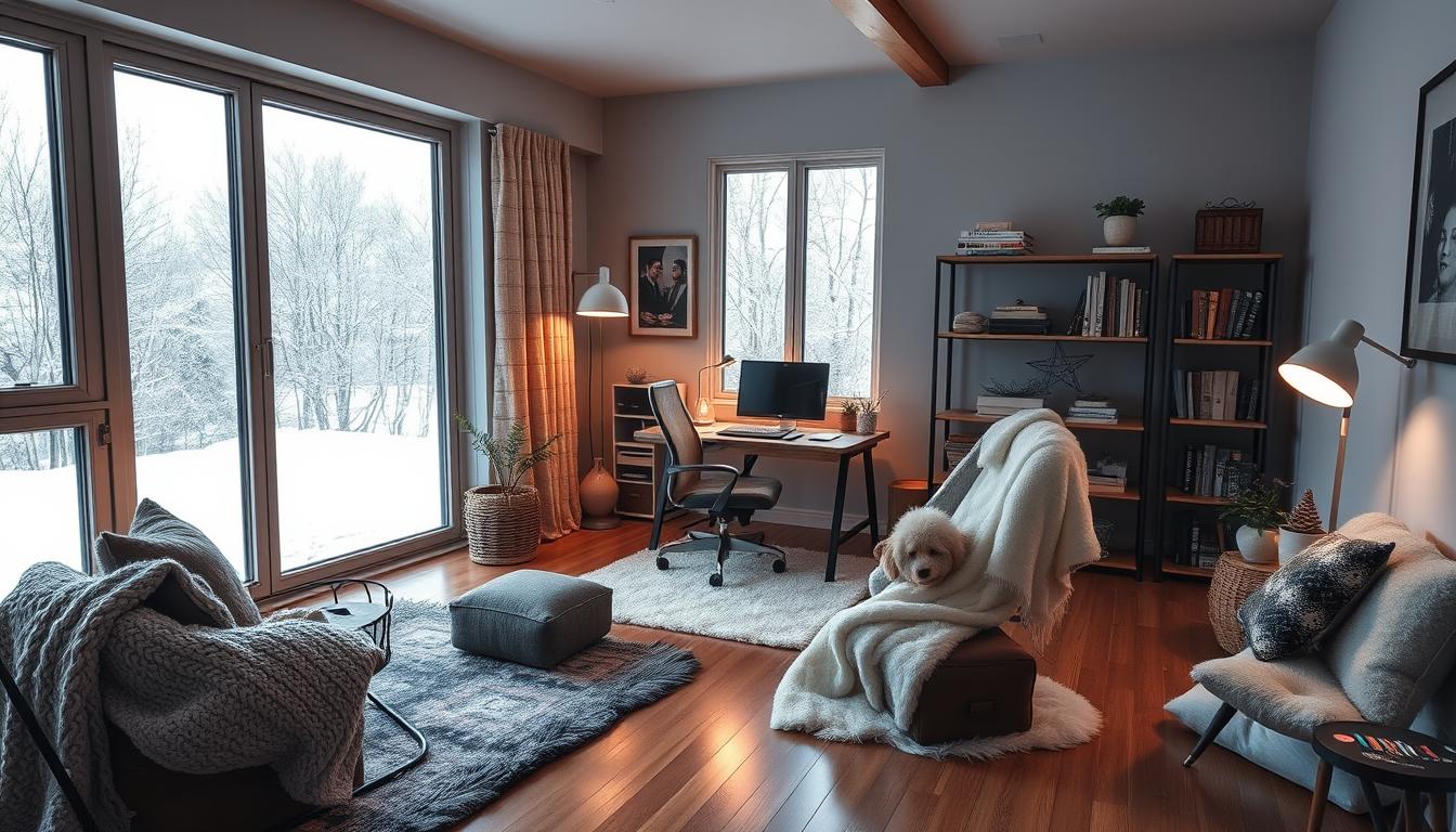 Layering textures winter home office decor