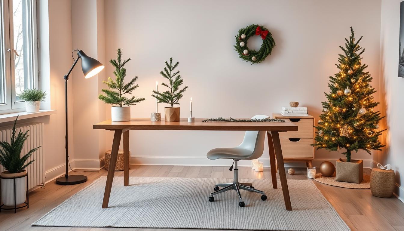 Minimalist Christmas home office decor