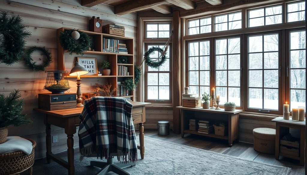 Rustic Winter Home Office Decor