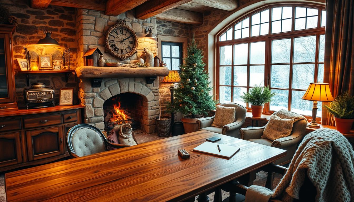 Rustic winter home office decor look