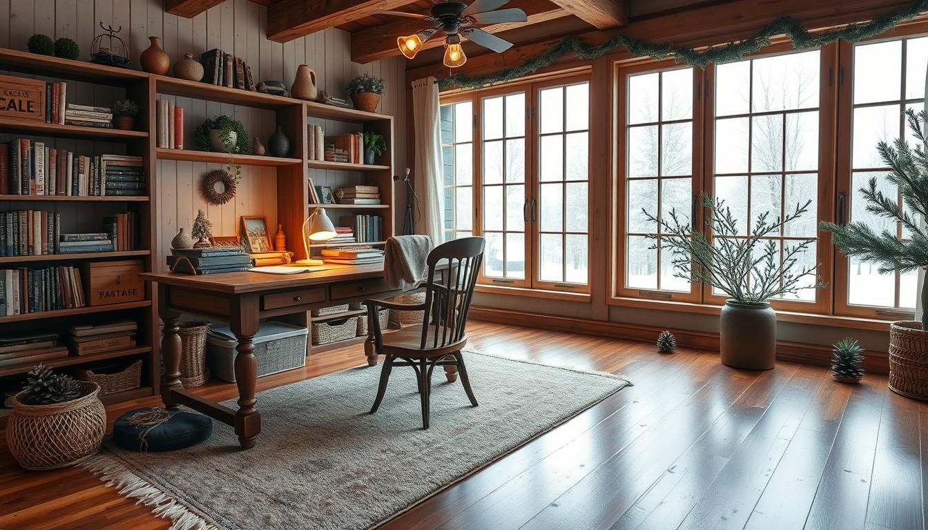 Rustic winter home office decor vibes