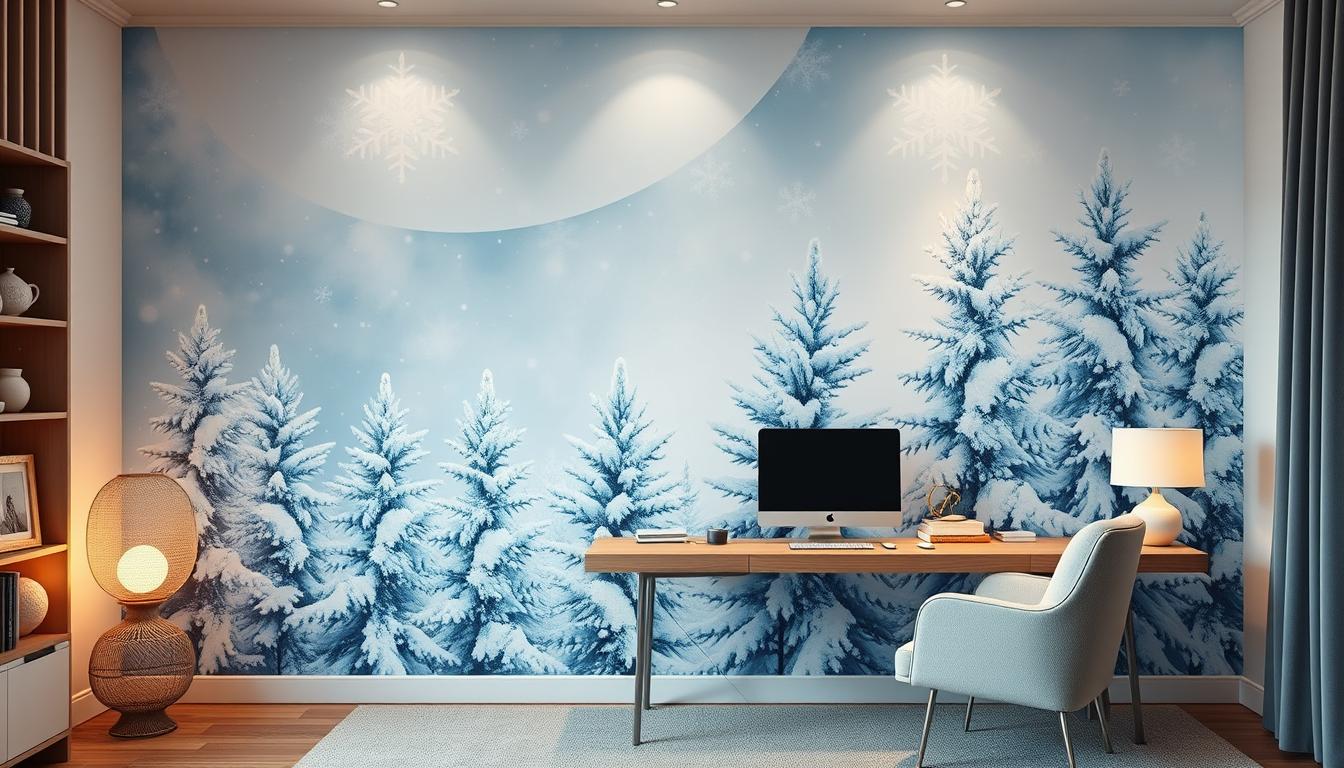 Statement wall winter home office decor