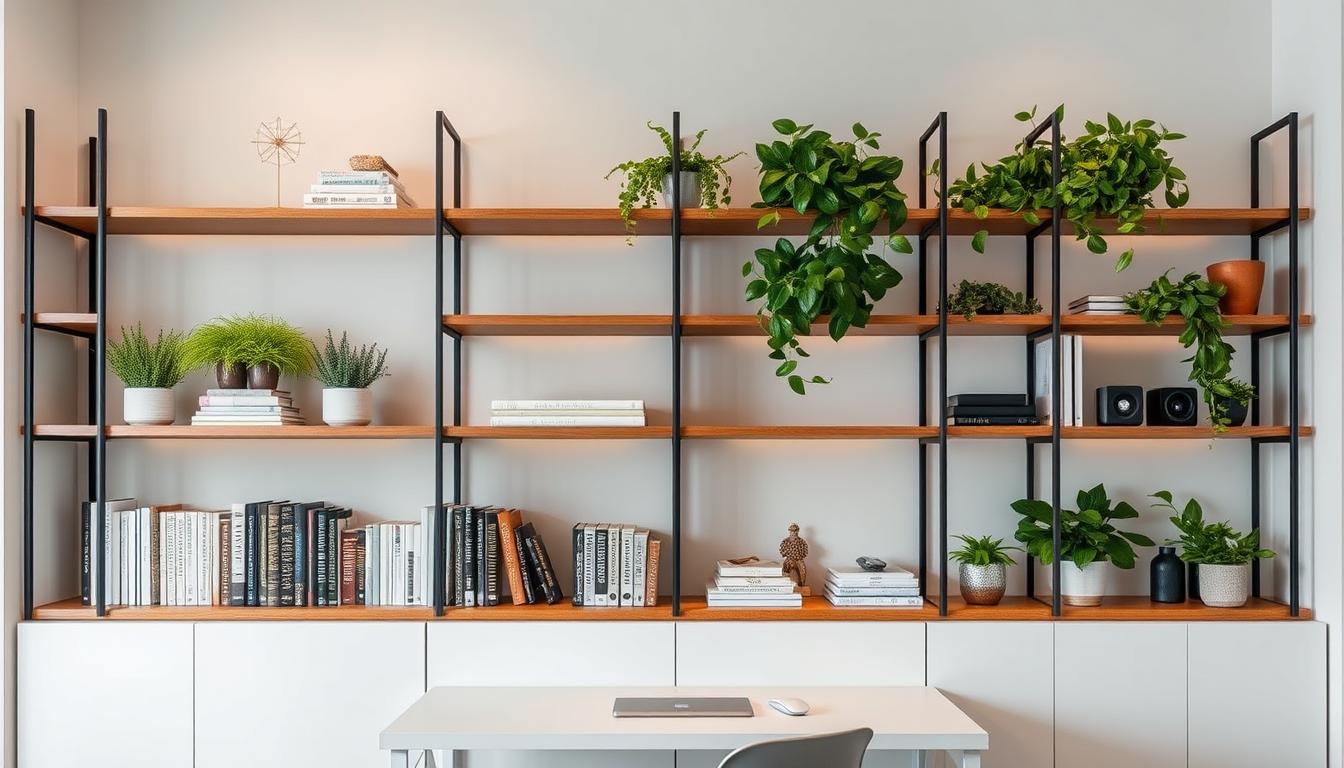 Stylish shelving work from home office