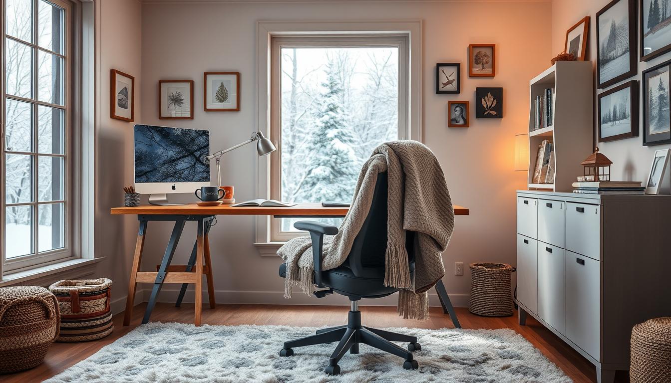 Using blankets in winter home office decor