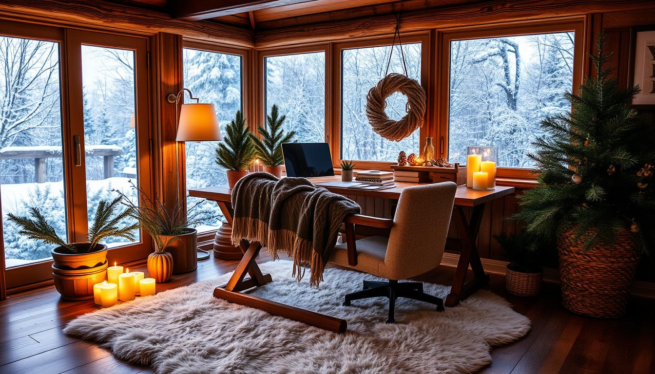 Warm atmosphere winter home office decor