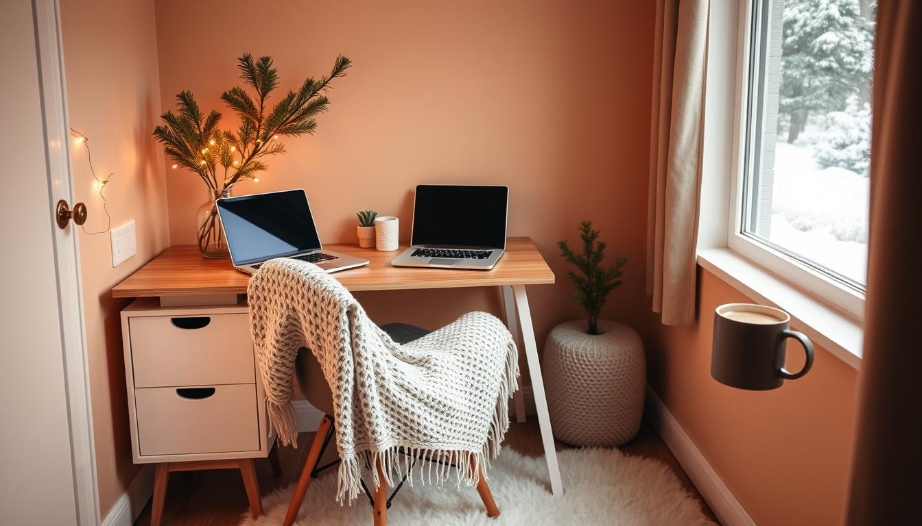 Winter home office decor for small spaces