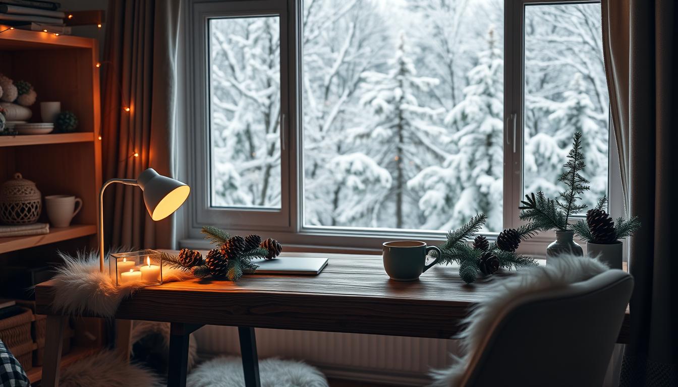 Winter nature in home office decor