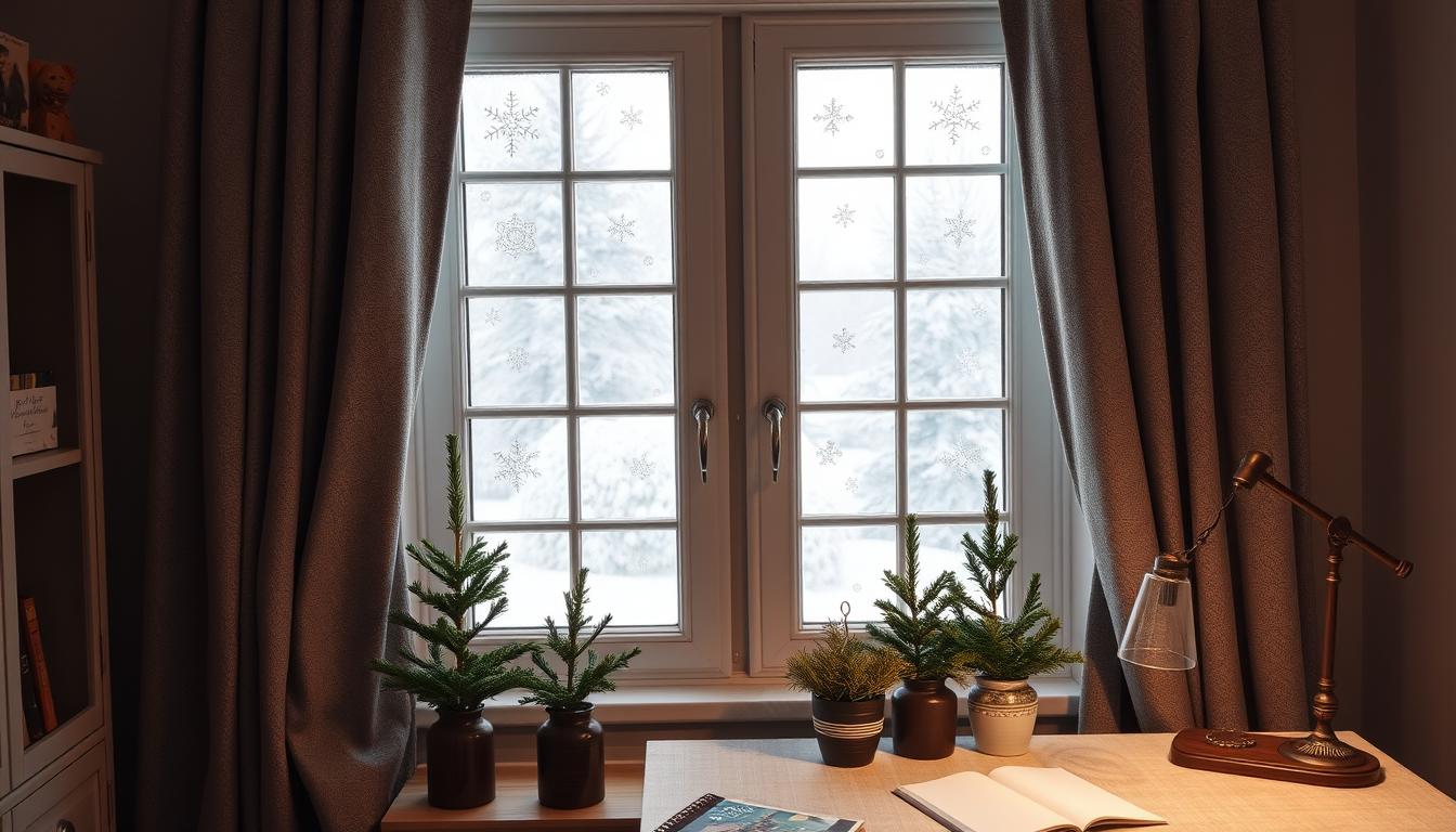 Winter window treatments home office decor