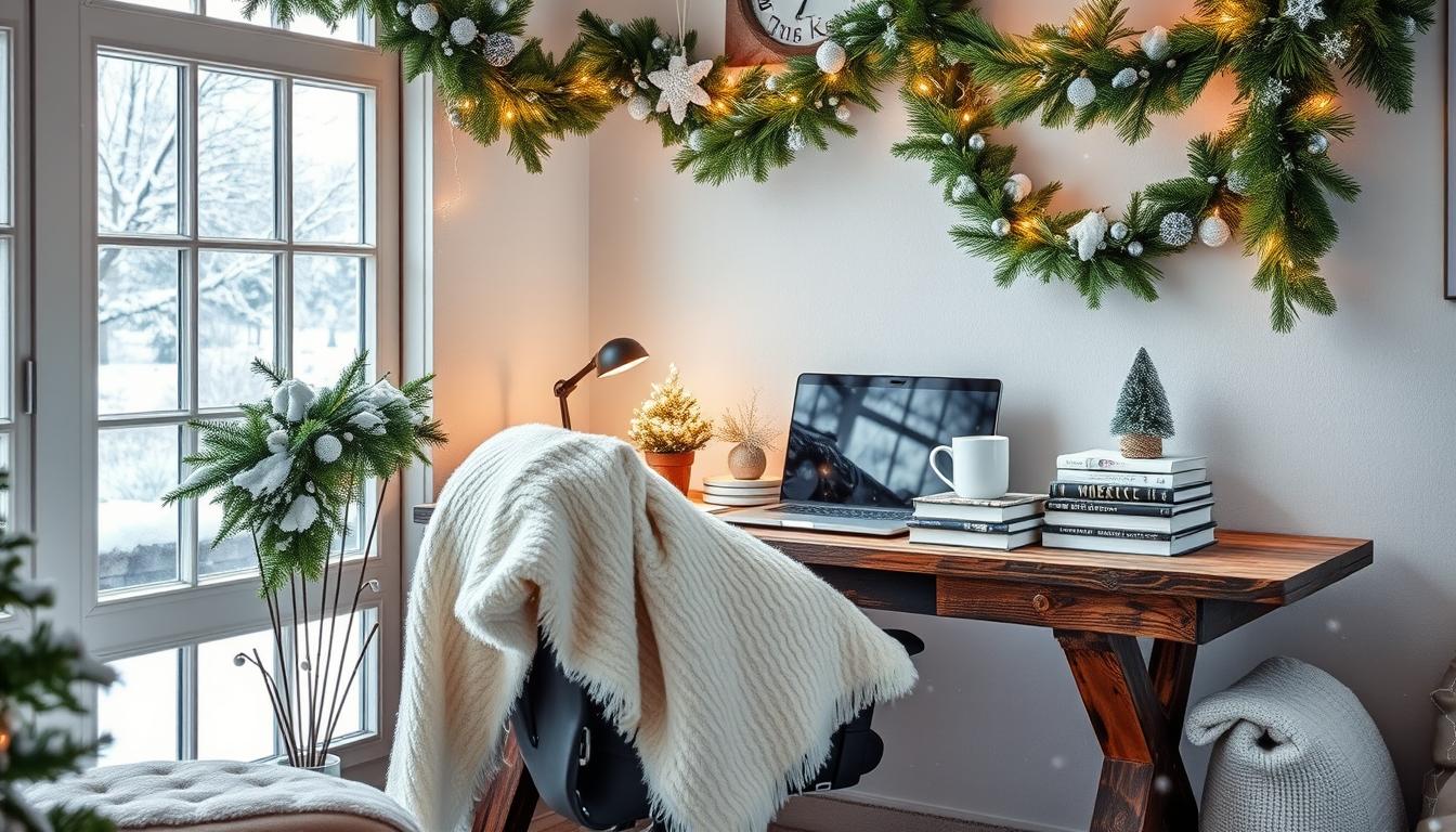 Winter wonderland home office decor