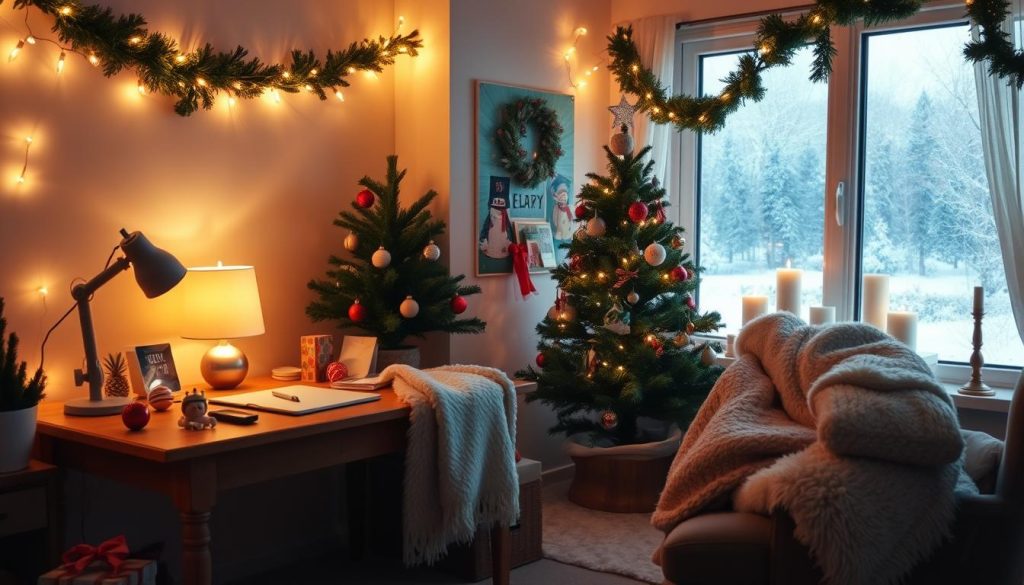 cozy Christmas home office decor