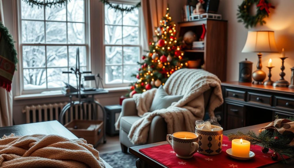 cozy Christmas home office decor