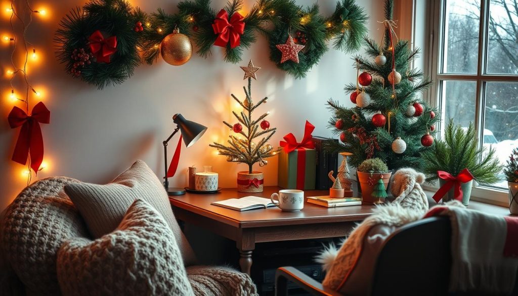 cozy holiday workspace