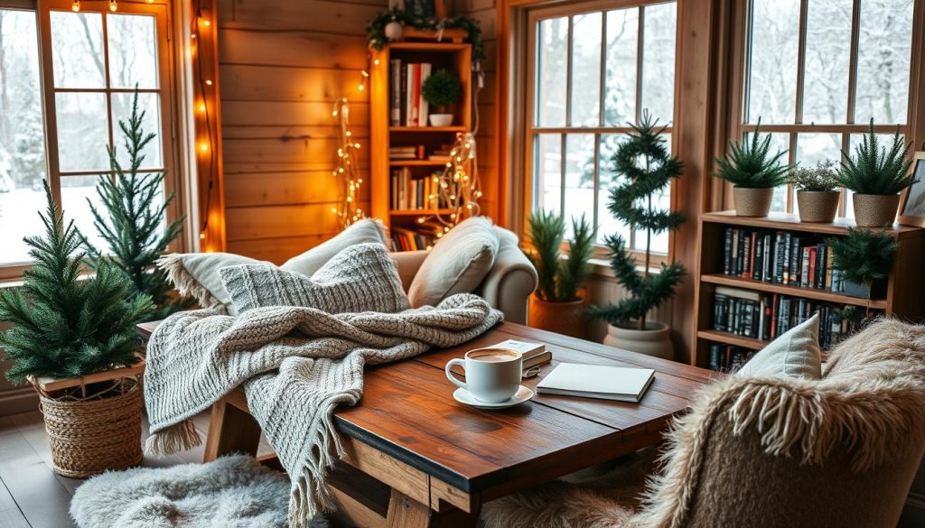 cozy winter home office decor