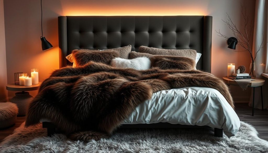 faux fur in the bedroom