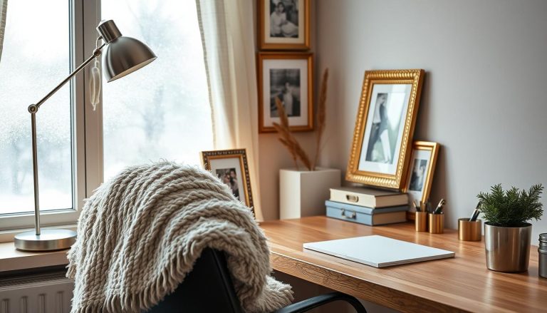 How to Add Metallic Accents to Winter Home Office Decor - Textured Metal Accents In Offices