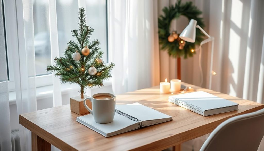 minimalist Christmas home office decor