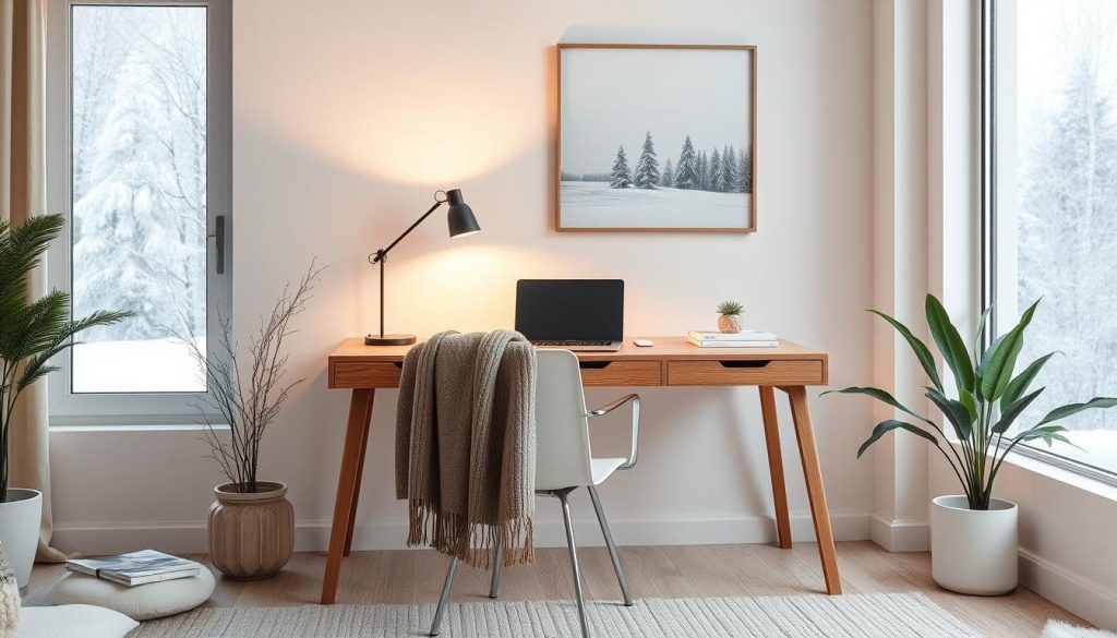 minimalist winter home office decor