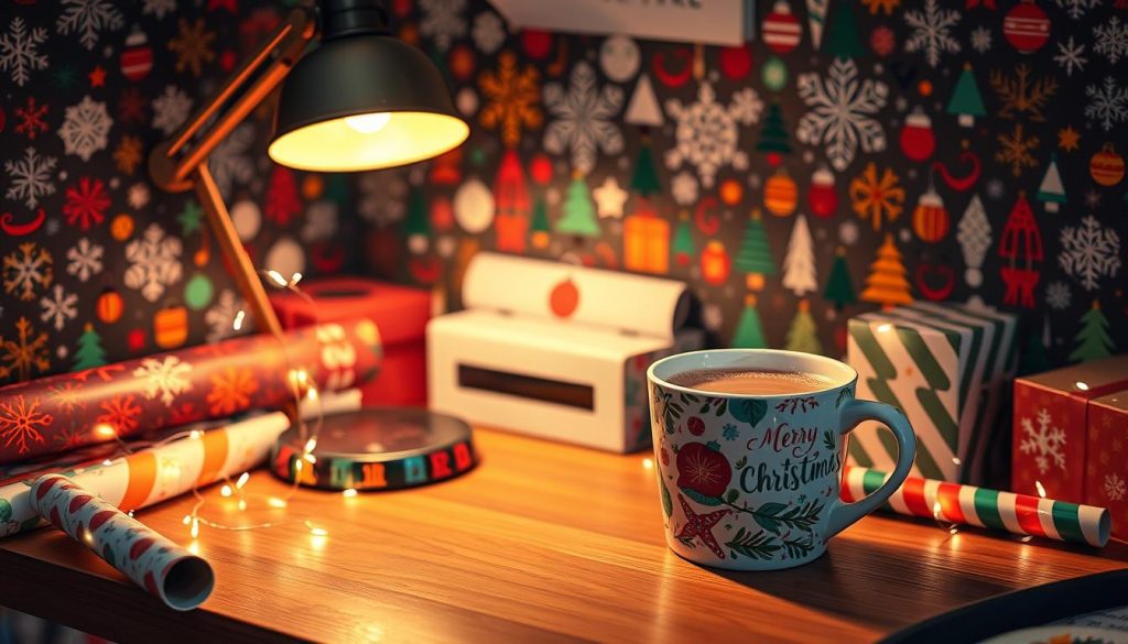 patterned Christmas desk decor