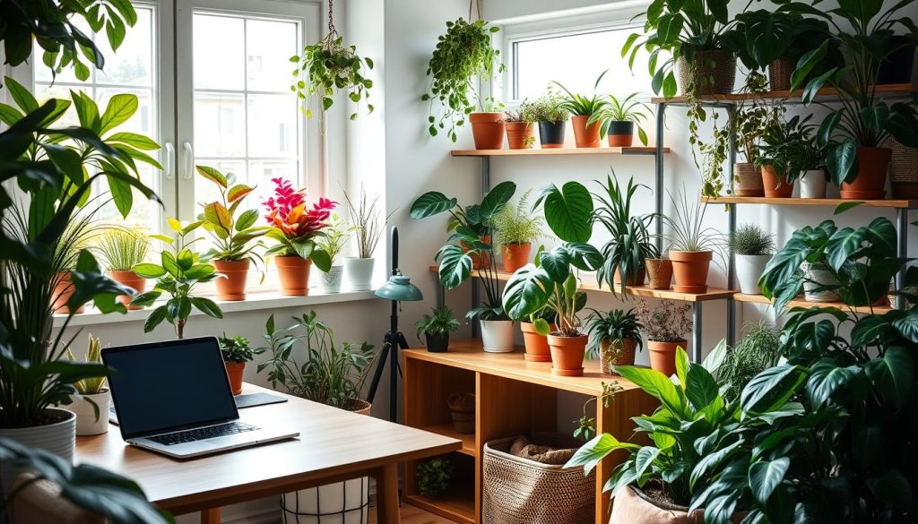 plants in home office