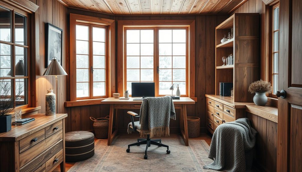 rustic wood home office