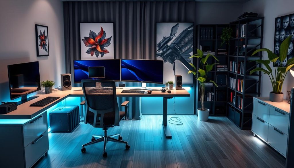 tech-savvy home office setup