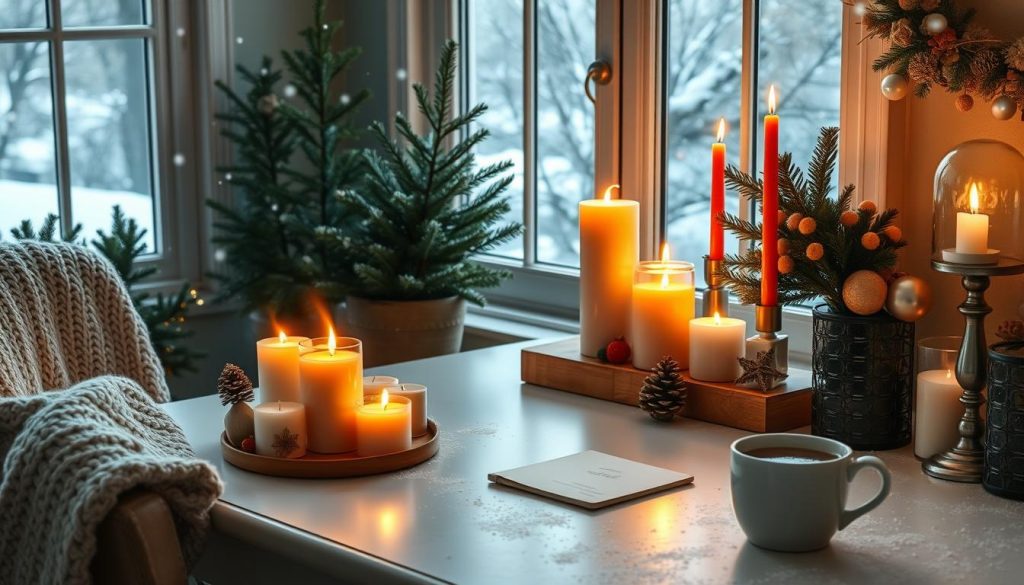 winter home office candles