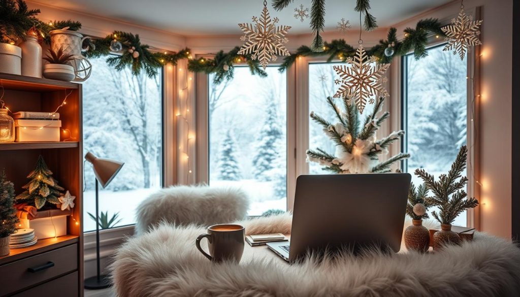 winter wonderland home office decor