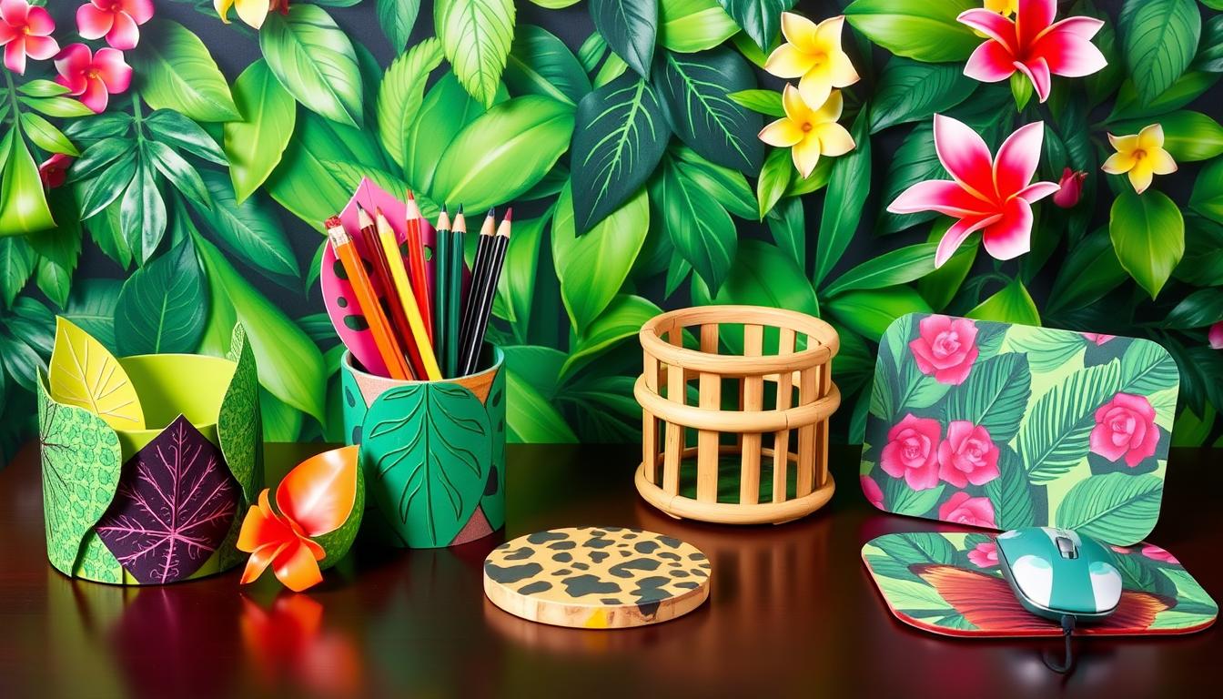 DIY jungle-themed office accessories