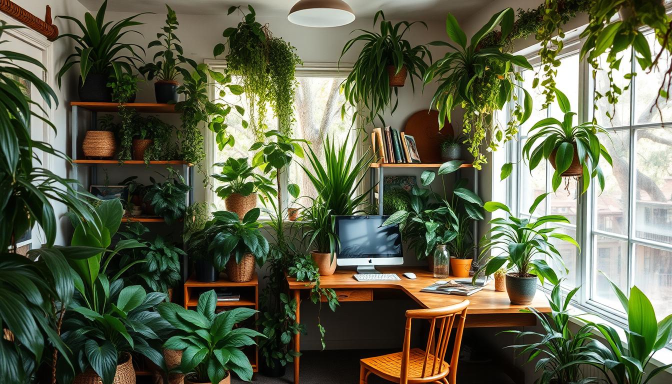 Jungle atmosphere in small office space