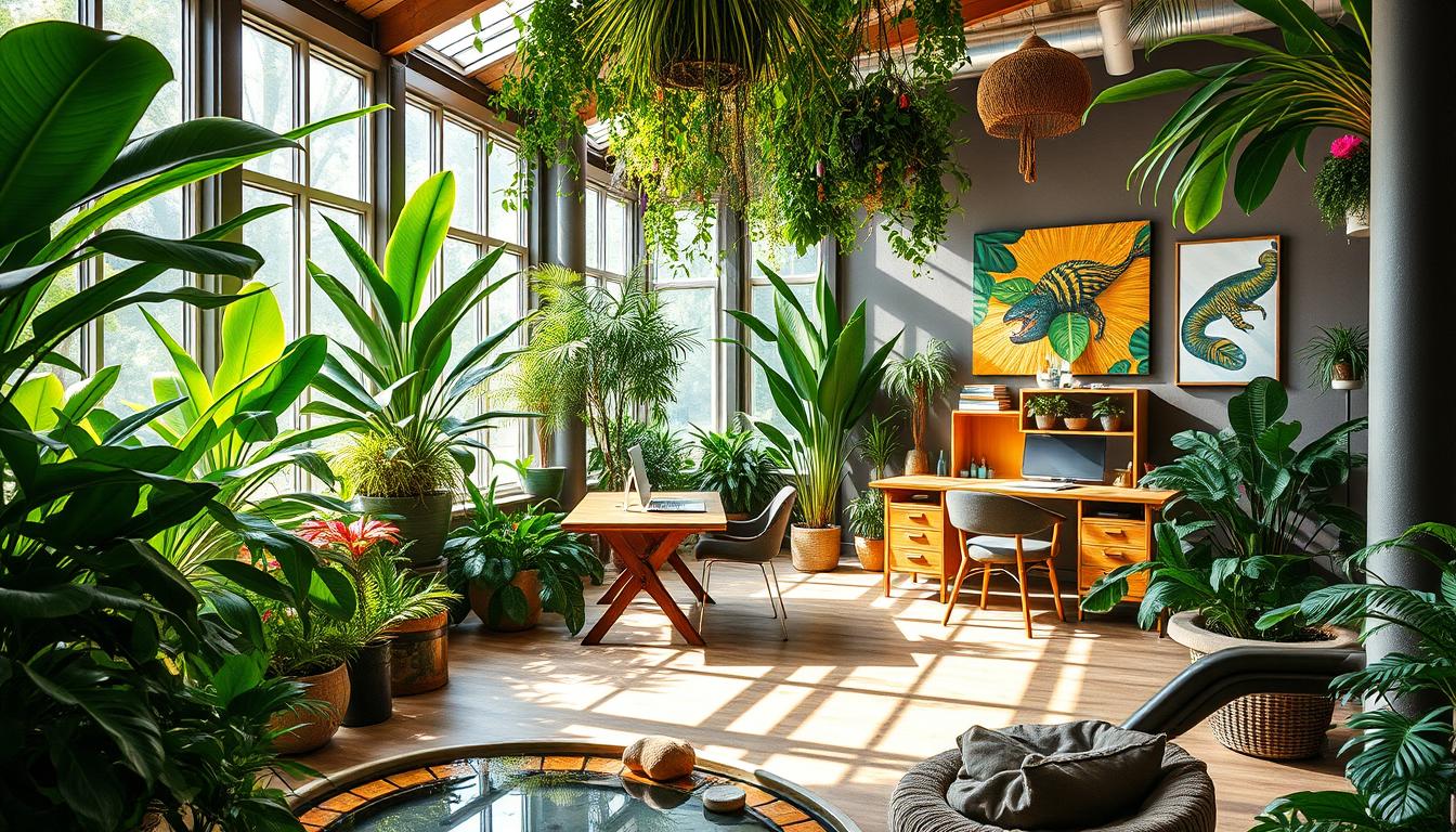 Jungle-themed office setup ideas