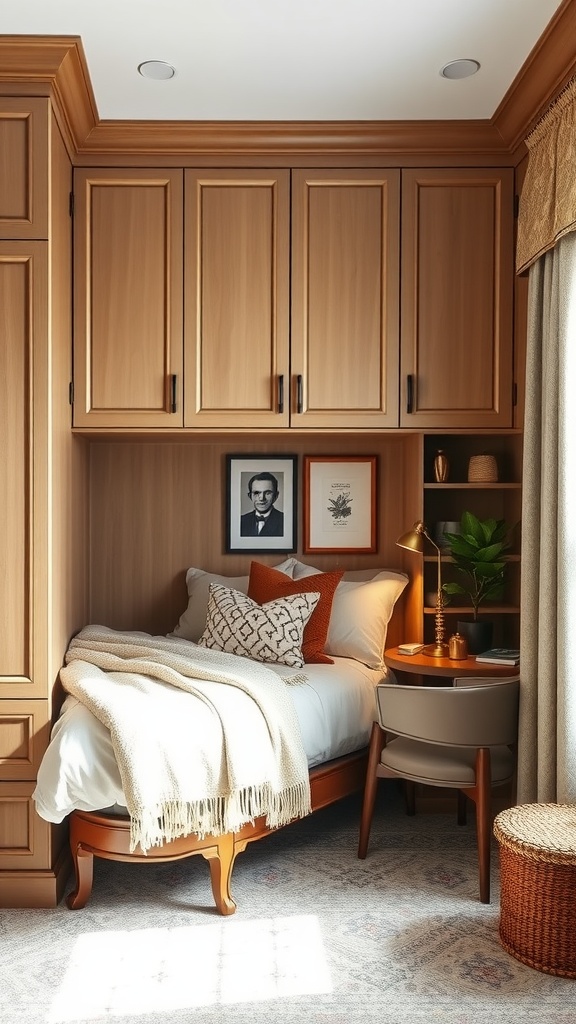 Built-in Murphy bed in a stylish office nook