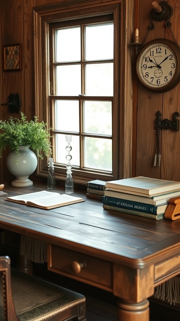 Charming desk accessories in a rustic office setting