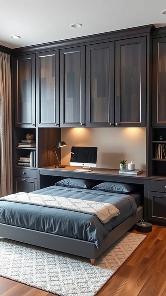 Image showing a stylish Murphy bed setup in a home office