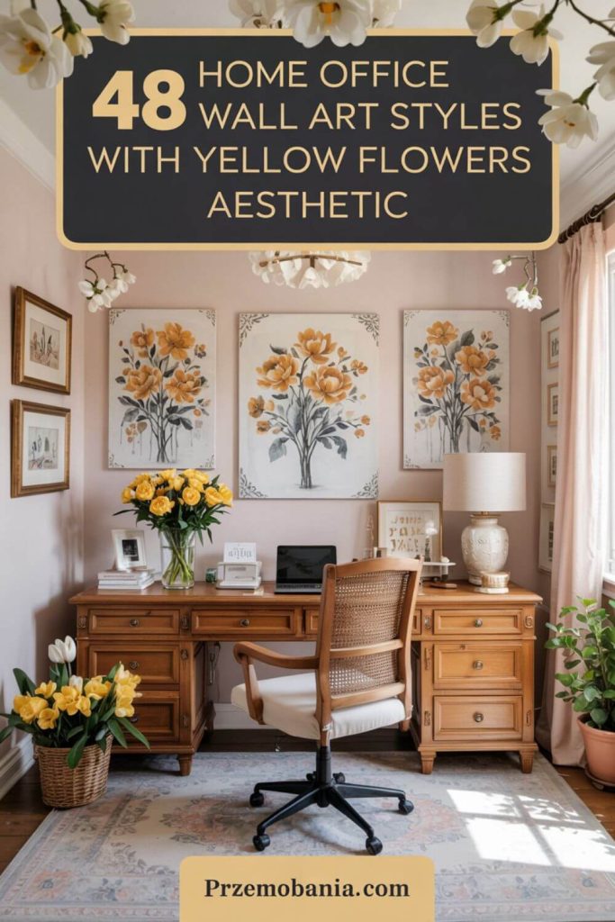 48 Home Office Wall Art Styles with Yellow Flowers Aesthetic