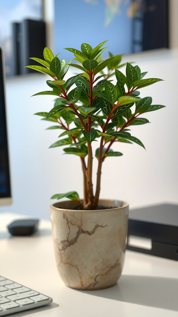 Chinese Evergreen plant in an office setting
