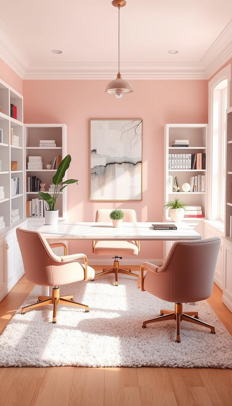 Blush Pink & Marble Office