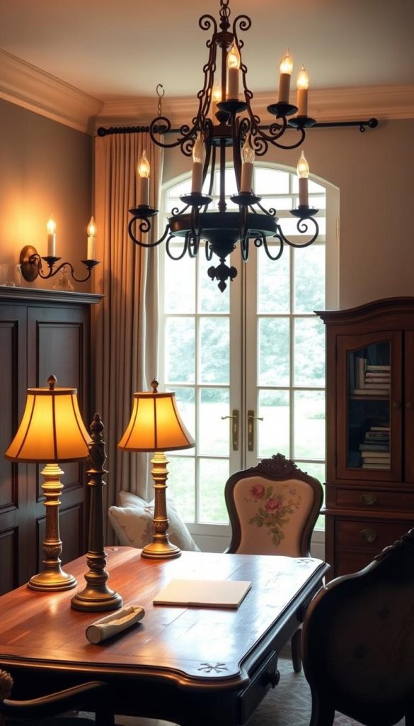 French country chic office lighting